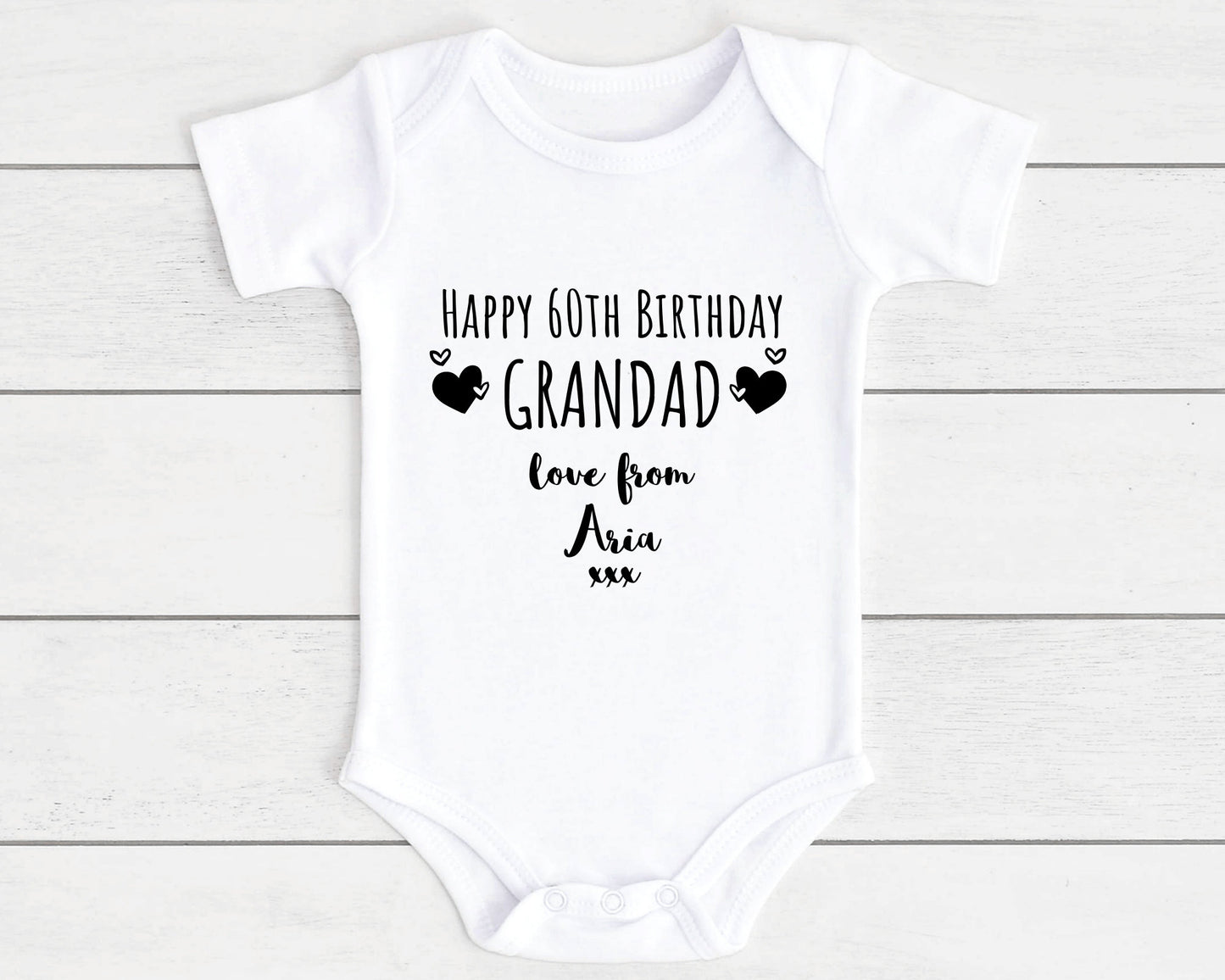 Happy Birthday Grandad Baby Vest Bodysuit Babygrow Gift - Personalised with AGE & NAME