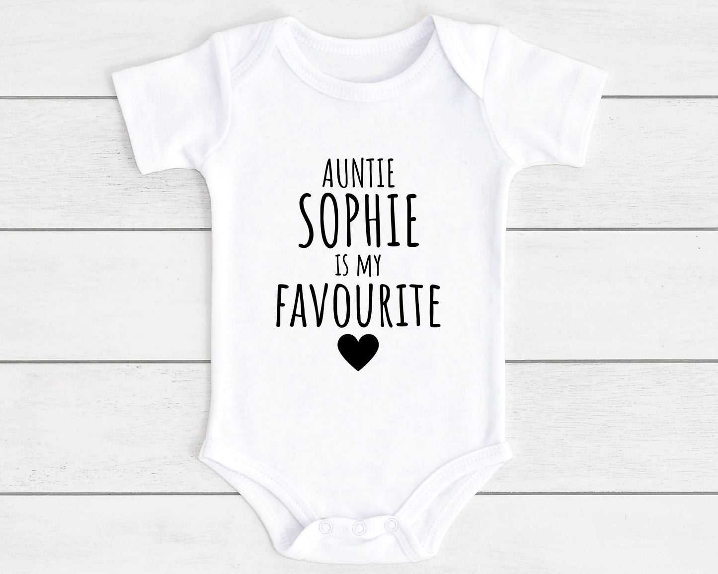 Personalised Auntie Is My Favourite Baby Vest Bodysuit Aunt Babygrow Newborn Gift - ANY NAME