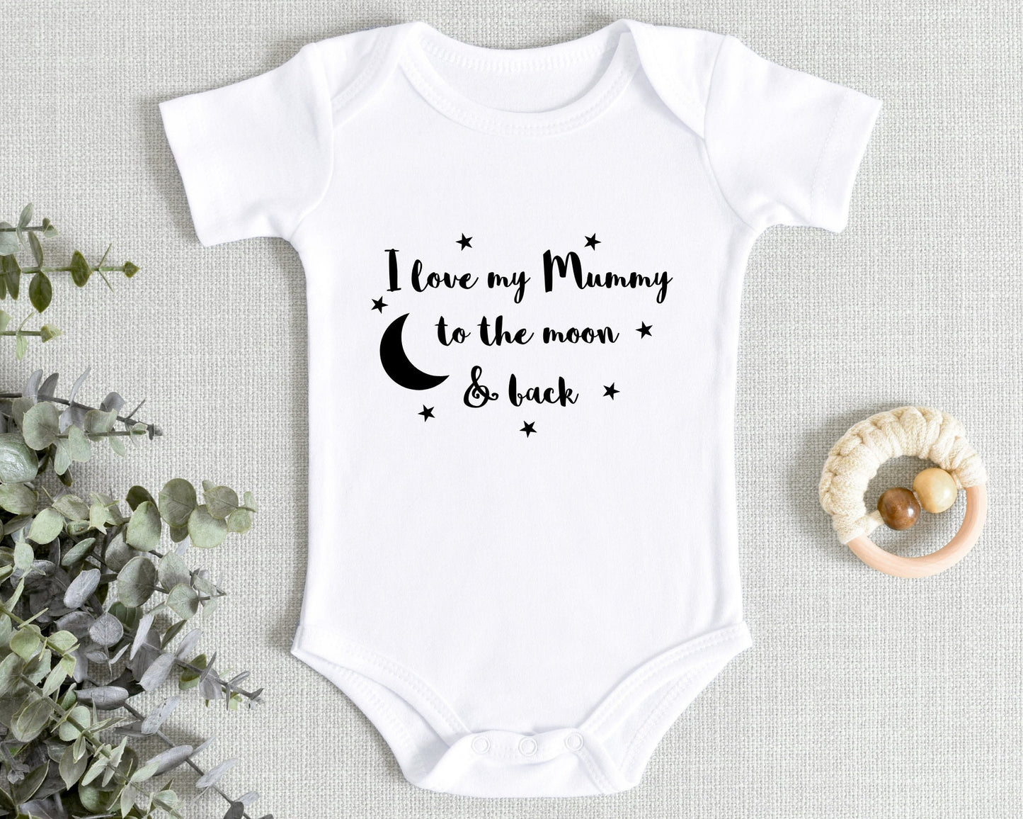 I Love My Mummy To The Moon & Back Baby Vest Bodysuit Babygrow Shower Gift