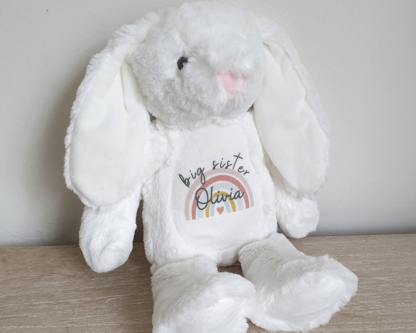 Sisters Personalised Soft Toy Bunny Teddy Gift Little & Big Sister New Baby Present