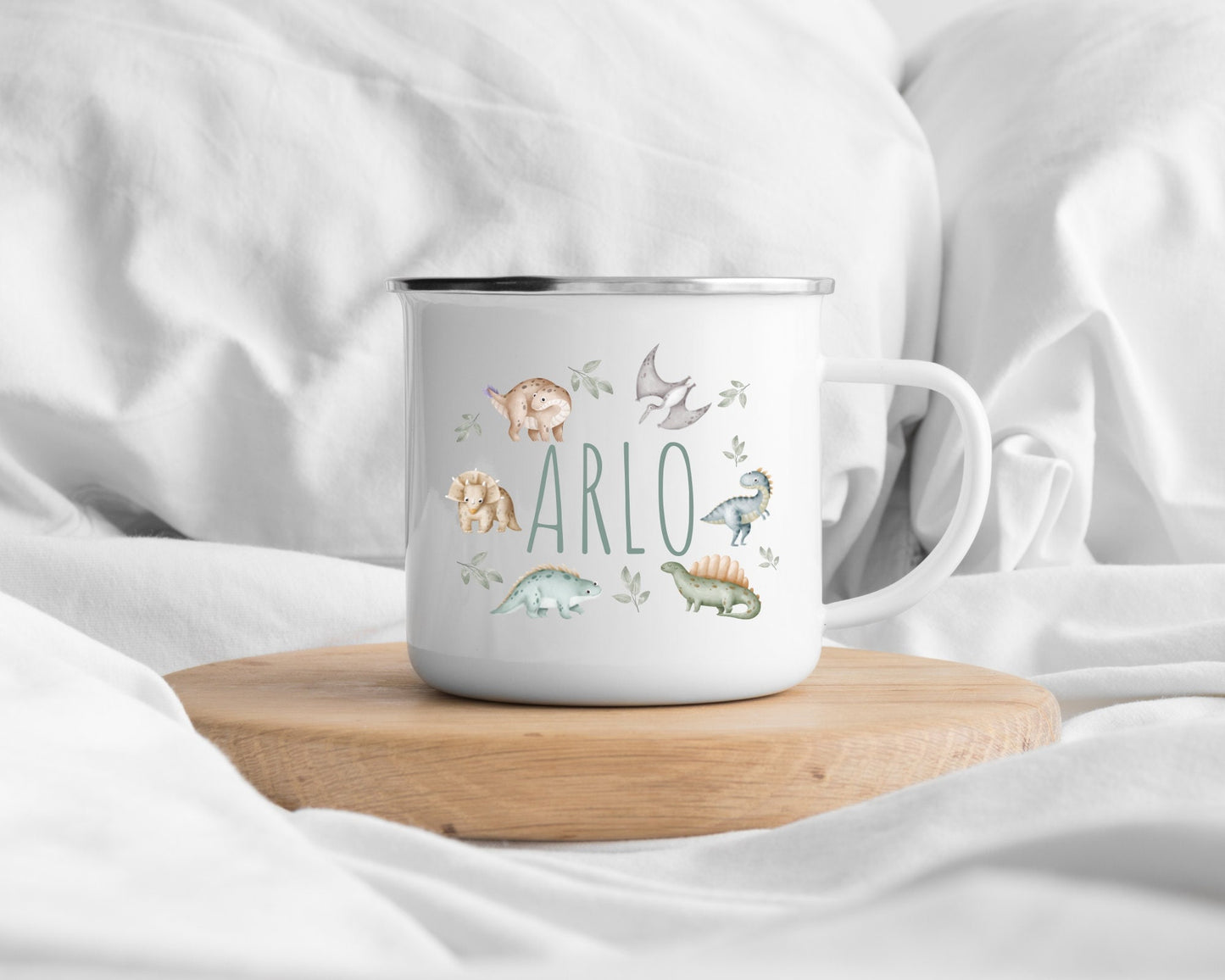 Personalised Children's Mug Dinosaur Kids Enamel Cup Gift