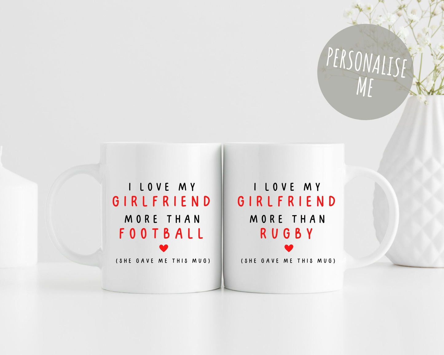 Boyfriend Valentine's Day Mug Funny I Love My Girlfriend More Than Football Gift
