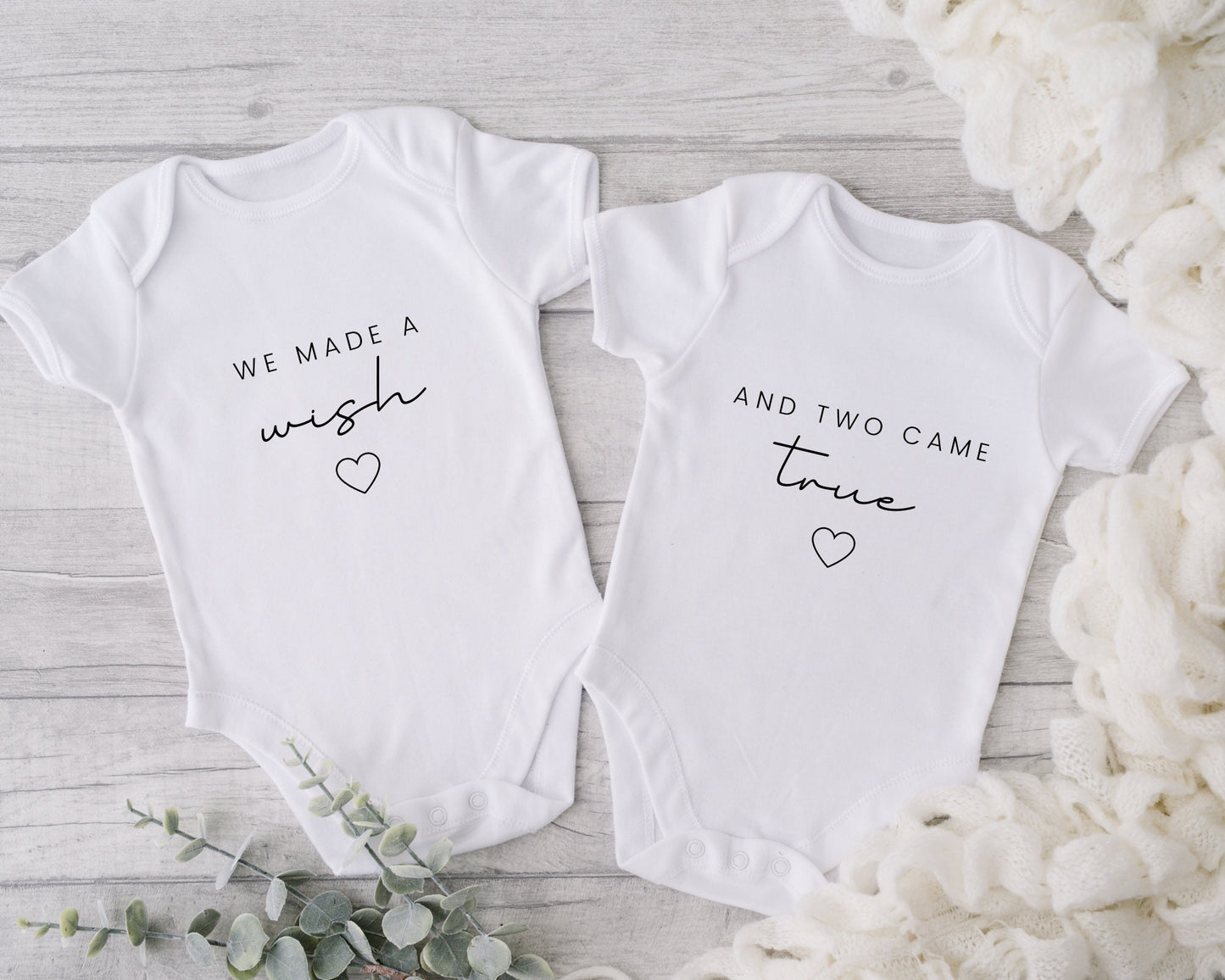 Twins Baby Vest Announcement Bodysuit Babygrow Reveal Gift