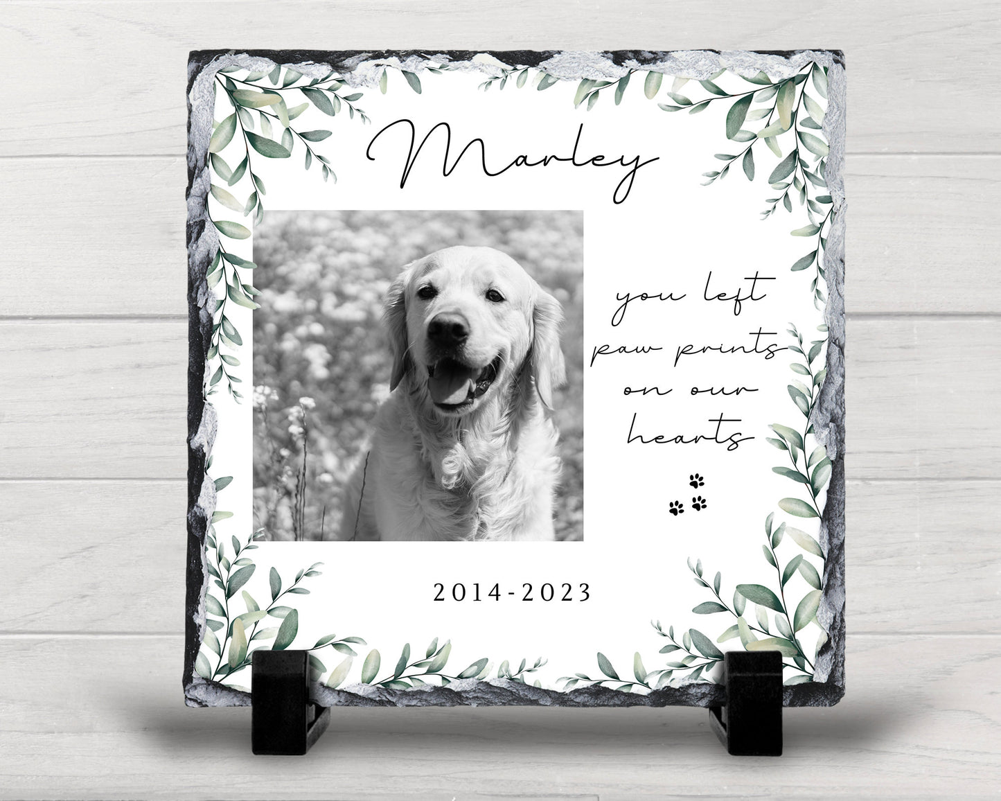 Dog Memorial Photo Slate Personalised Pet Plaque Frame Photograph Gift