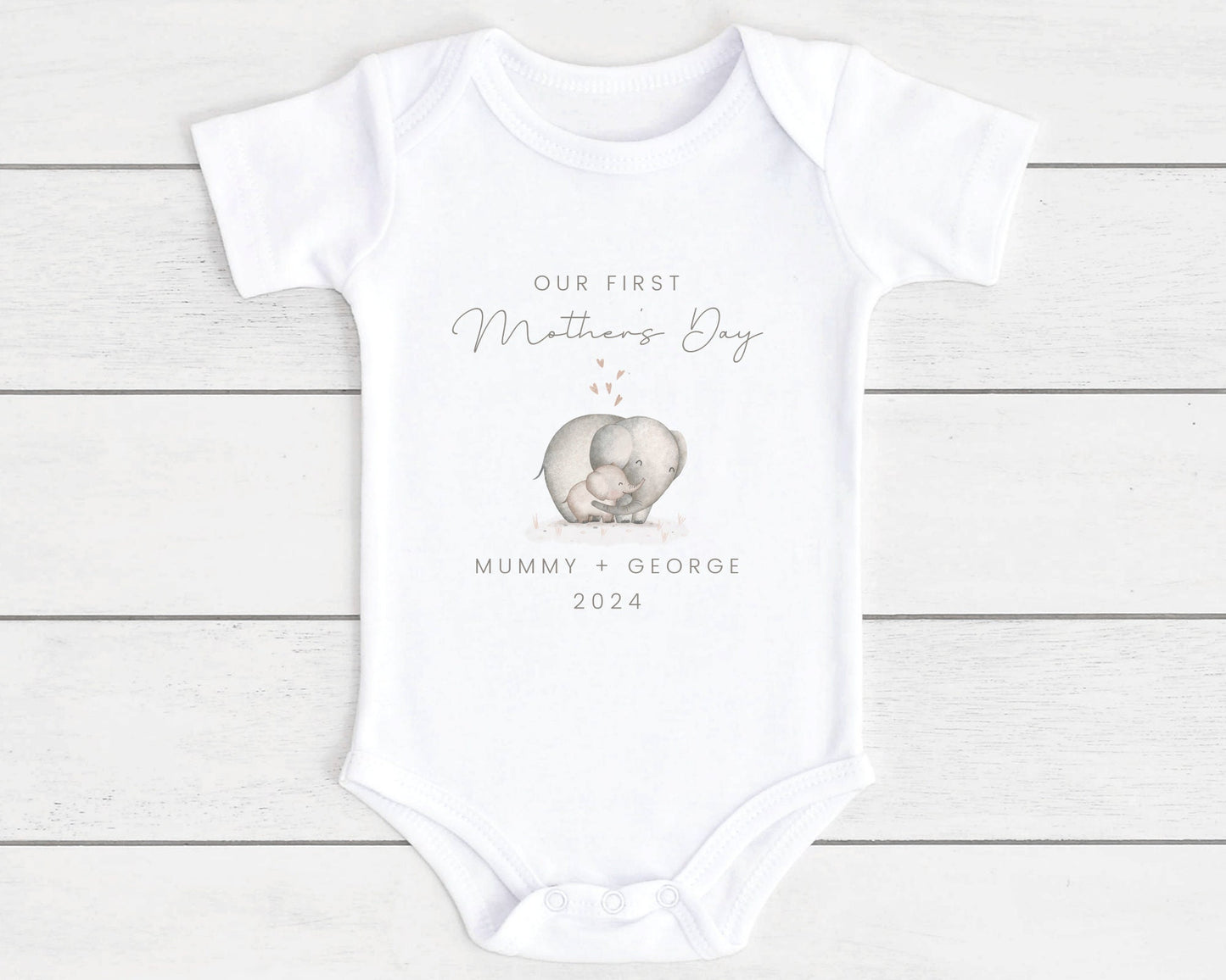 Mother's Day Baby Vest Personalised Elephant Bodysuit