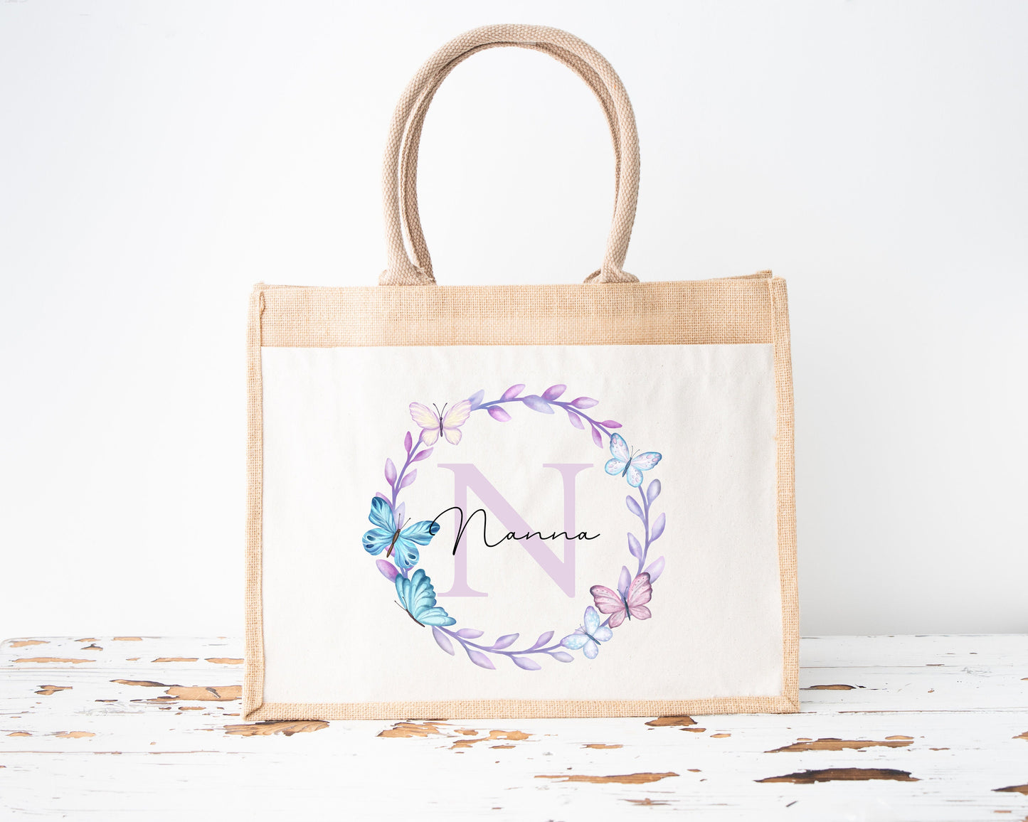 Personalised Shopping Bag Jute Nanny Granny Birthday Gift