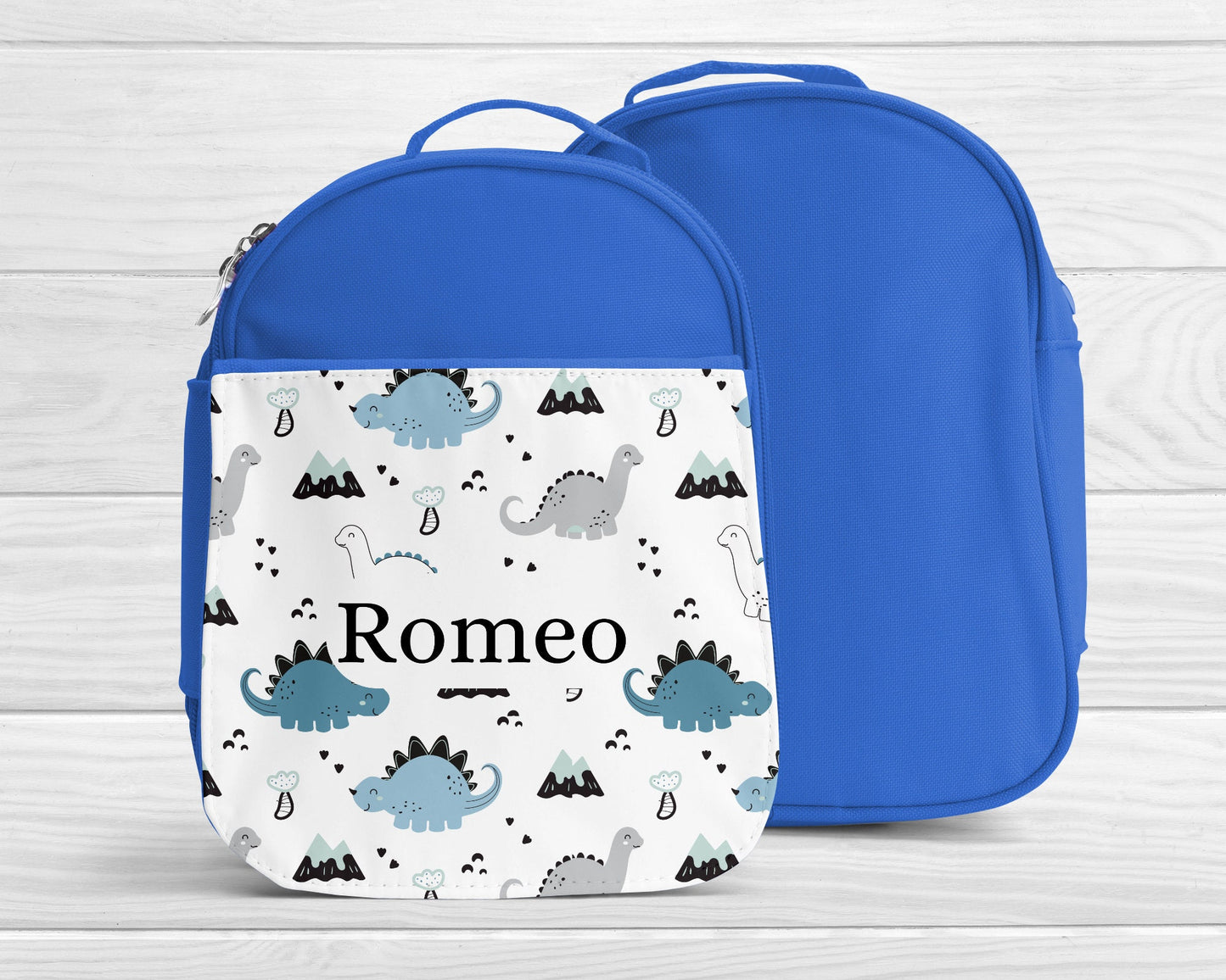 Personalised Lunch Bag Dinosaur Navy Dino Back To School Nursery Lunch Box