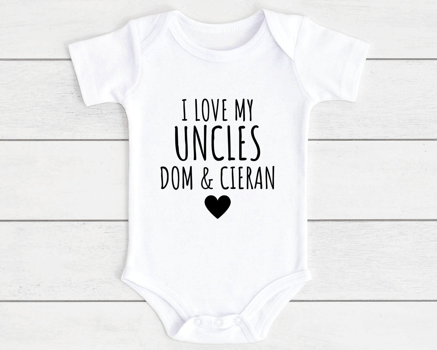 Personalised I Love My Uncles Baby Vest Bodysuit Uncle Babygrow Newborn Gift - ANY NAMES