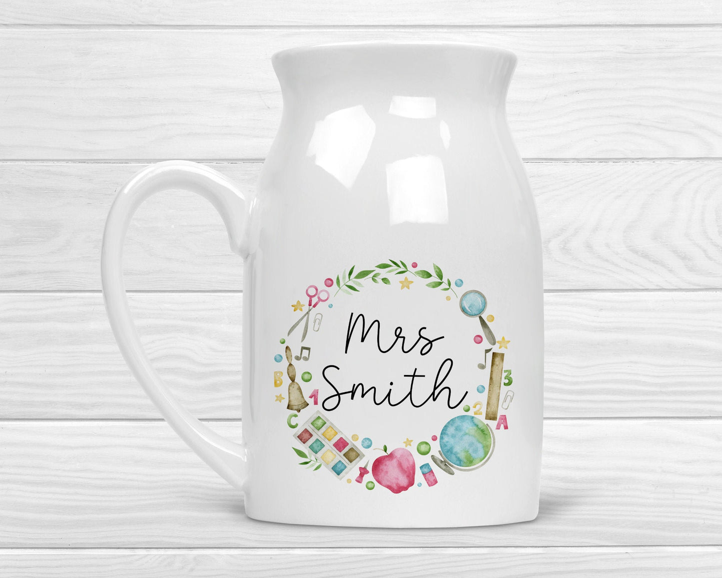 Personalised Teacher Gift Vase End Of Term Ceramic Flower Jug Present