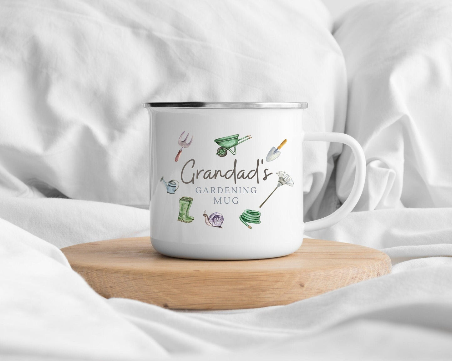 Personalised Mug Enamel Gardening Grandparent Gift