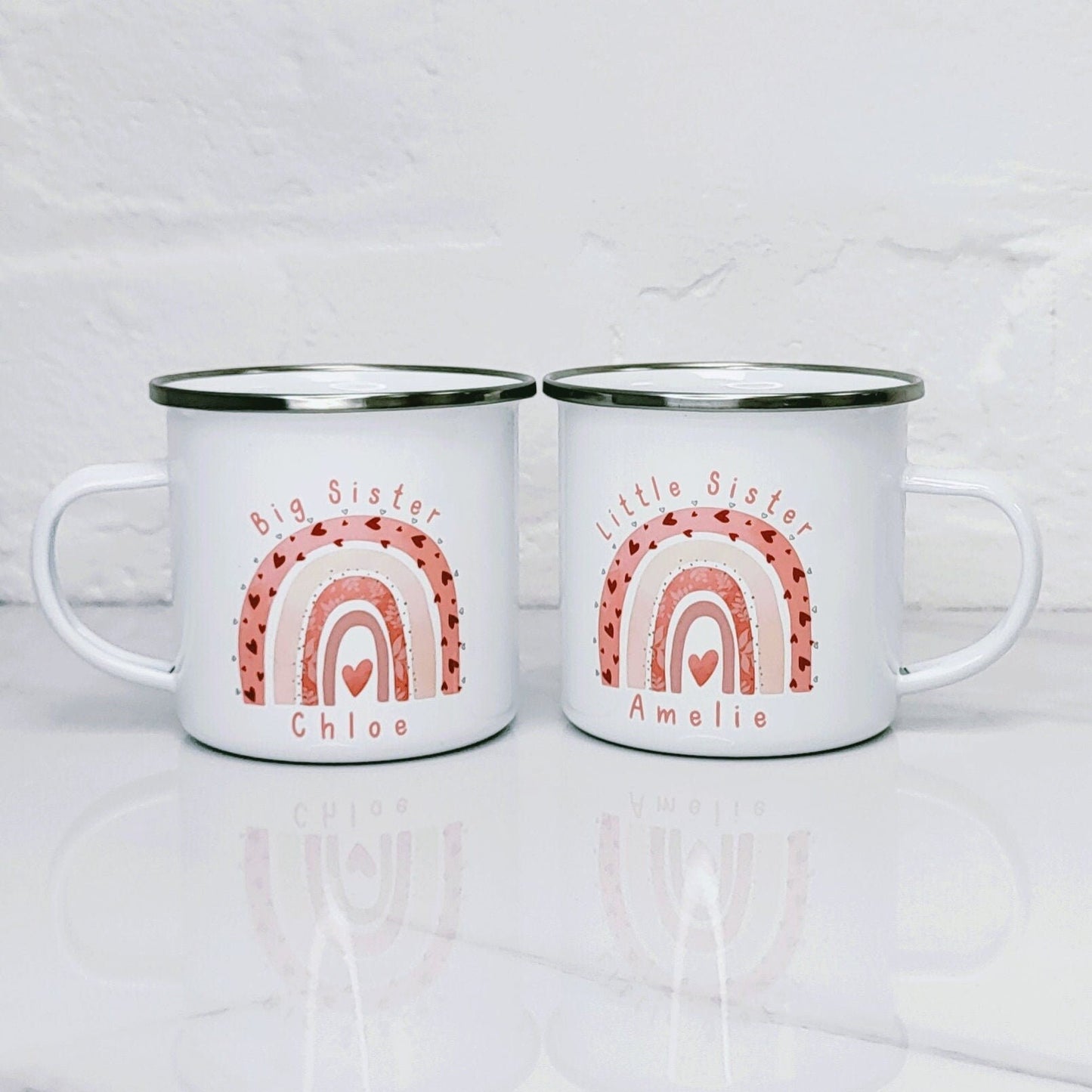 Personalised Children's Mug Big Sister Enamel Valentine's Cup Gift