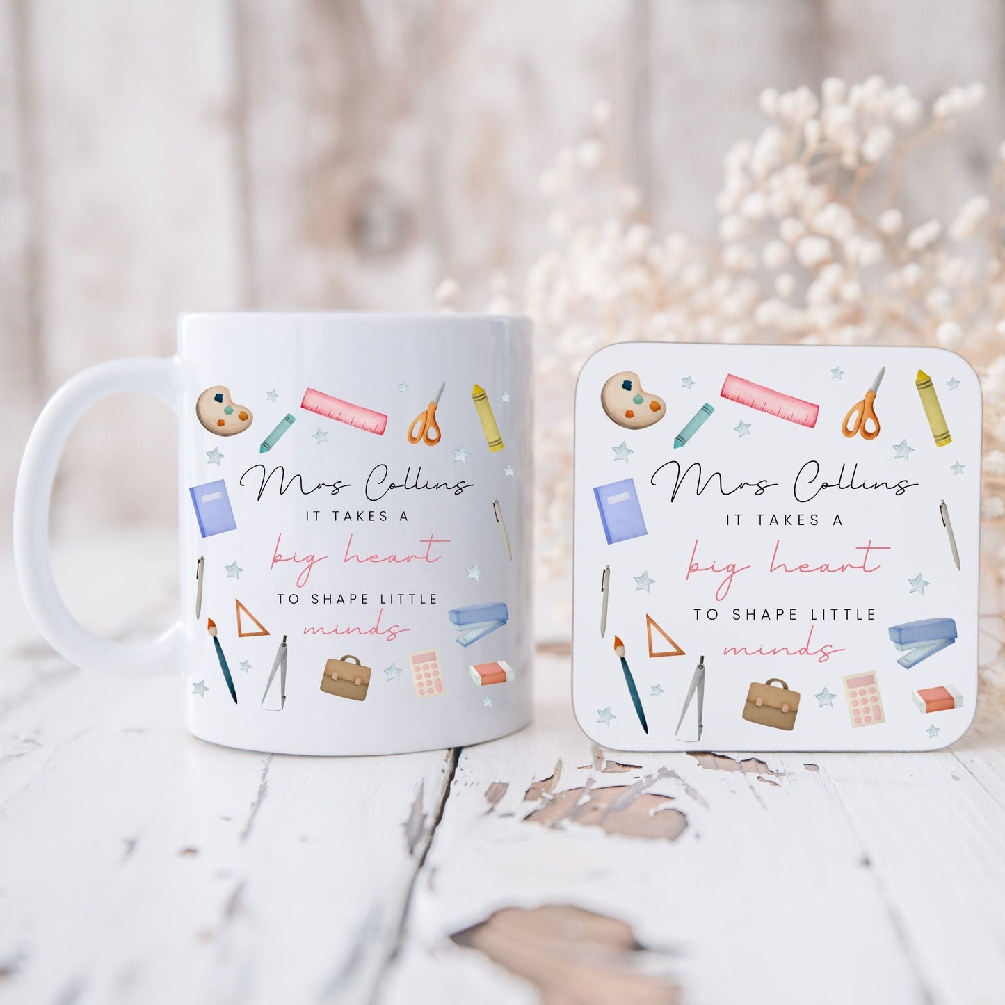 Thank you Teacher Personalised Mug Coaster Gift End Of School Term Present