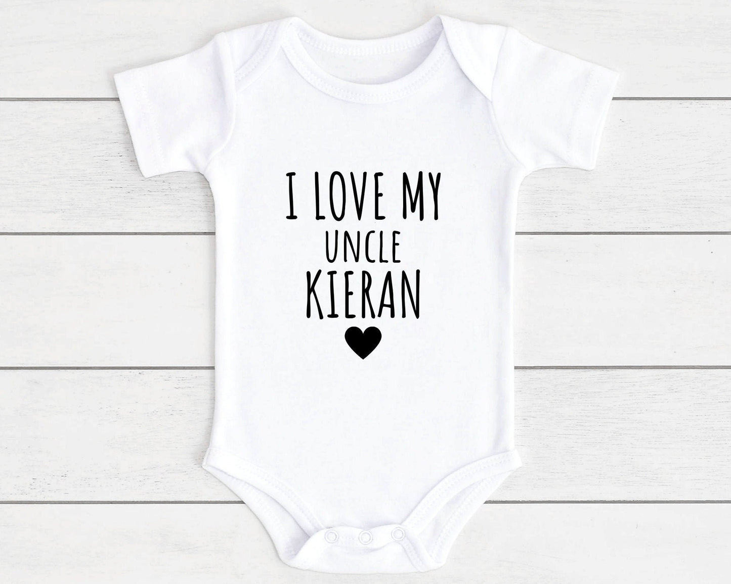Personalised I Love My Uncle Baby Vest Bodysuit Babygrow Newborn Gift - ANY NAME