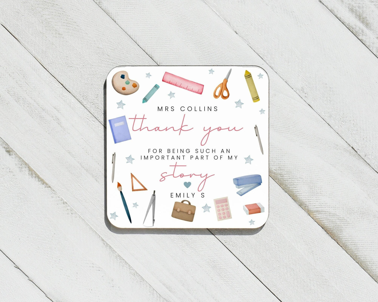 Personalised Thank you Teacher Coaster Gift End Of School Present