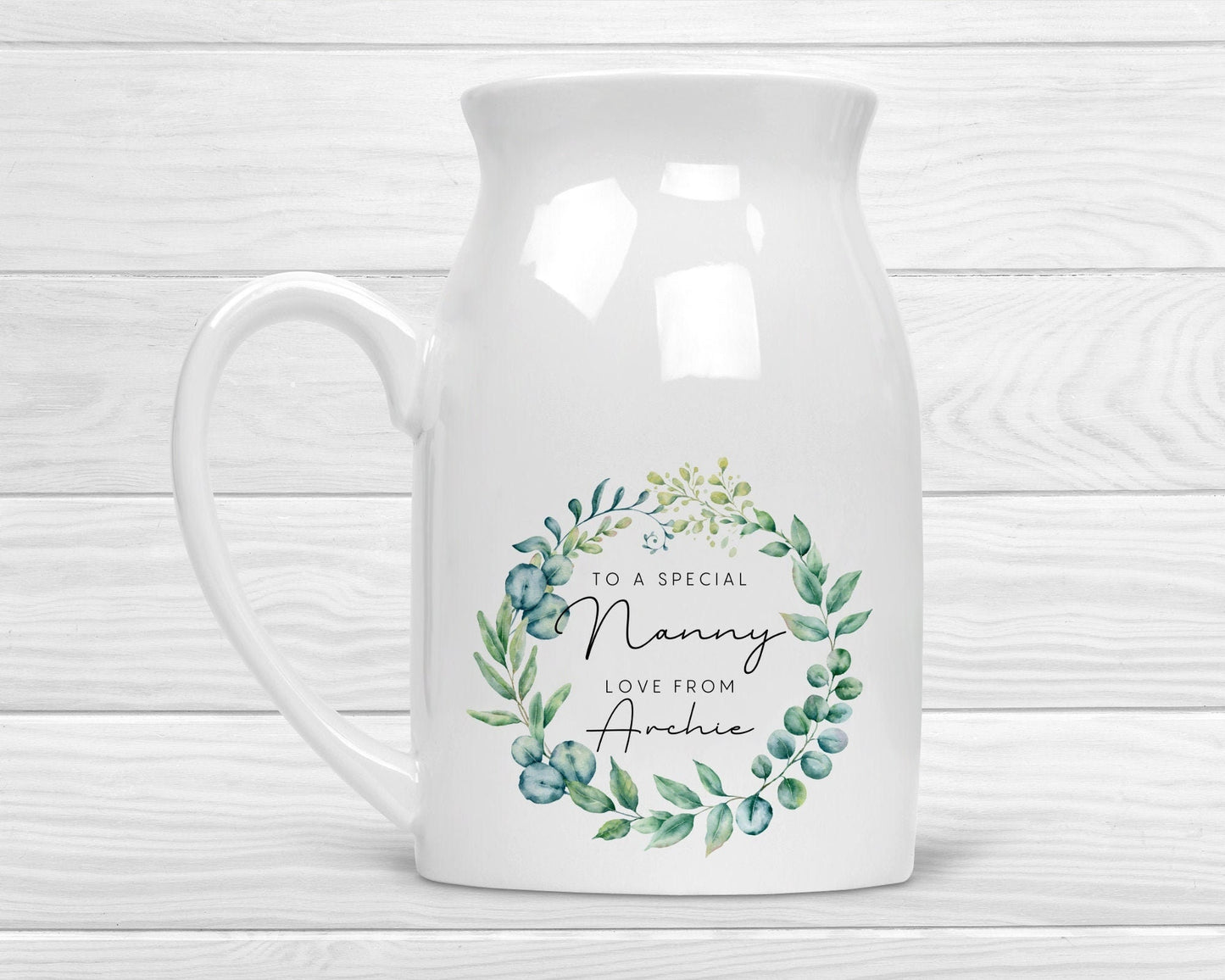 Personalised Vase Grandma Nanny Auntie Ceramic Flower Jug Gift