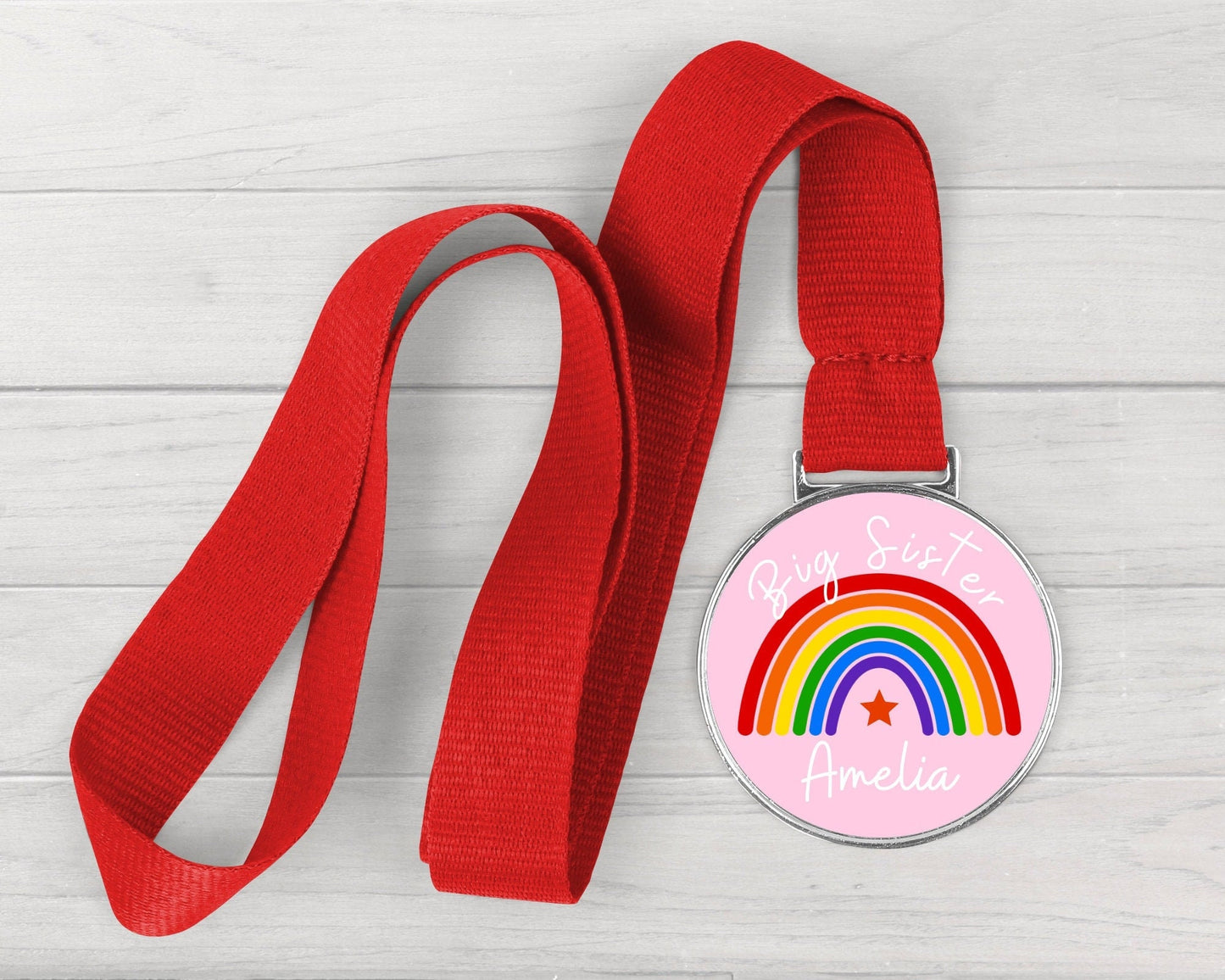 Big Sister/Brother Medal Personalised Sibling Announcement Gift