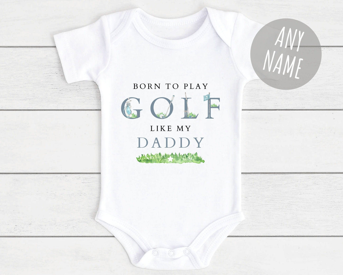Golf Baby Vest Personalised Born To Be A Golfer Like Daddy Grandad Bodysuit Gift