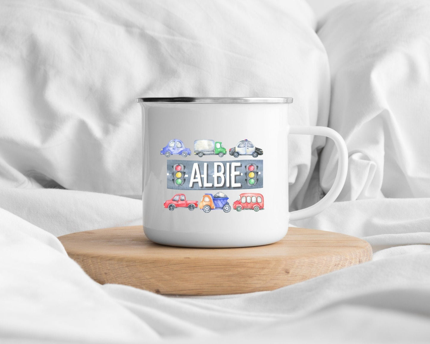 Personalised Children's Mug Digger Kids Enamel Cup Gift