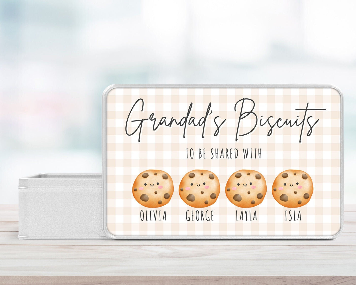 Personalised Biscuit Tin Gift For Grandparents, Nanny, Grandad Etc