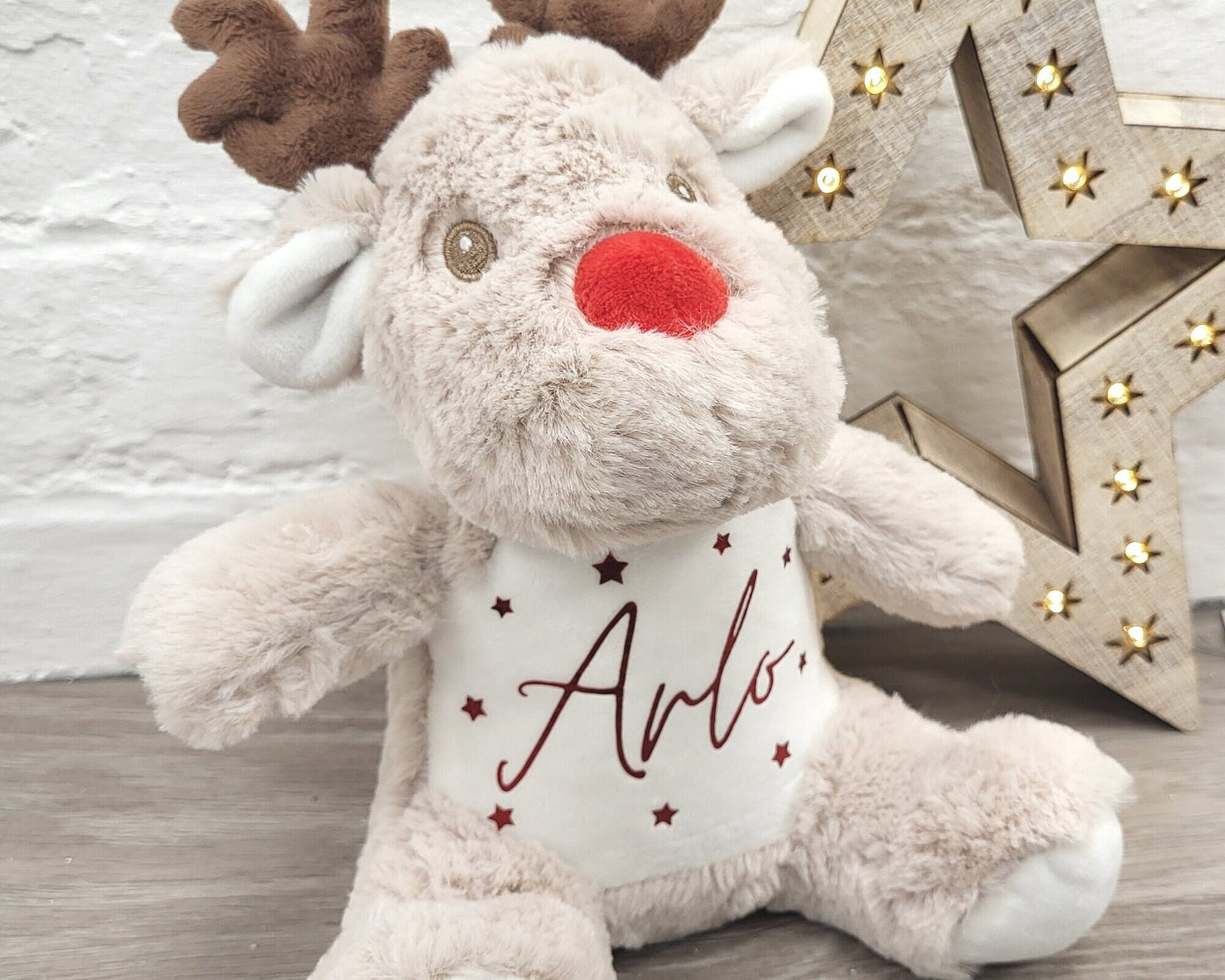 Personalised Christmas Reindeer Soft Toy Teddy Childrens Baby Xmas Gift
