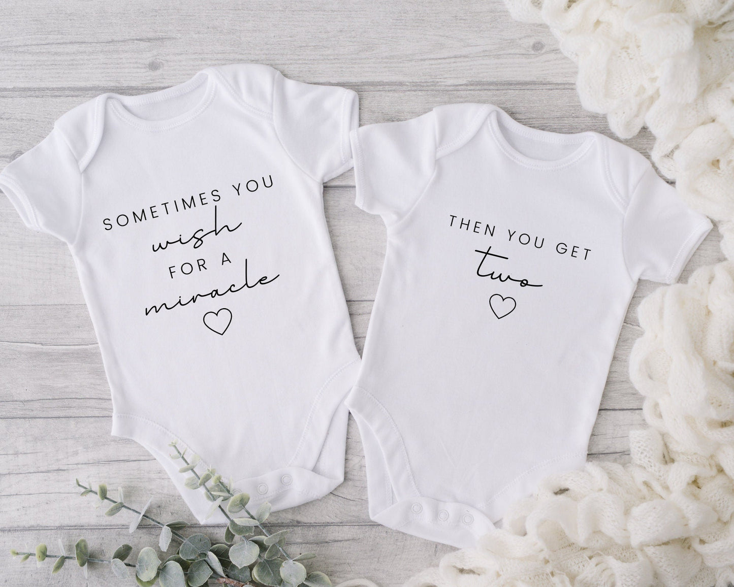 Twins Baby Vest Announcement Bodysuit Babygrow Reveal Gift