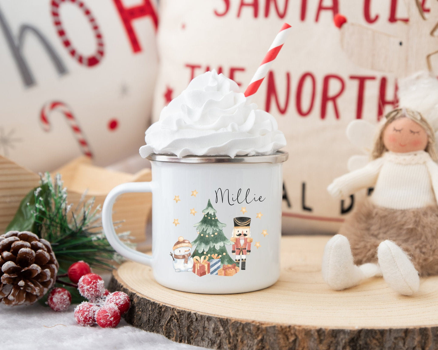 Personalised Christmas Mug Enamel Children's Kids Cup Gift