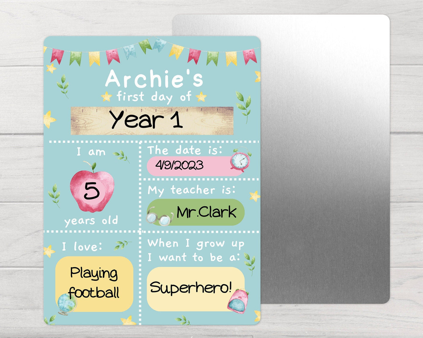 First Day Of School Sign Personalised Reception Back To School Wipeable Board