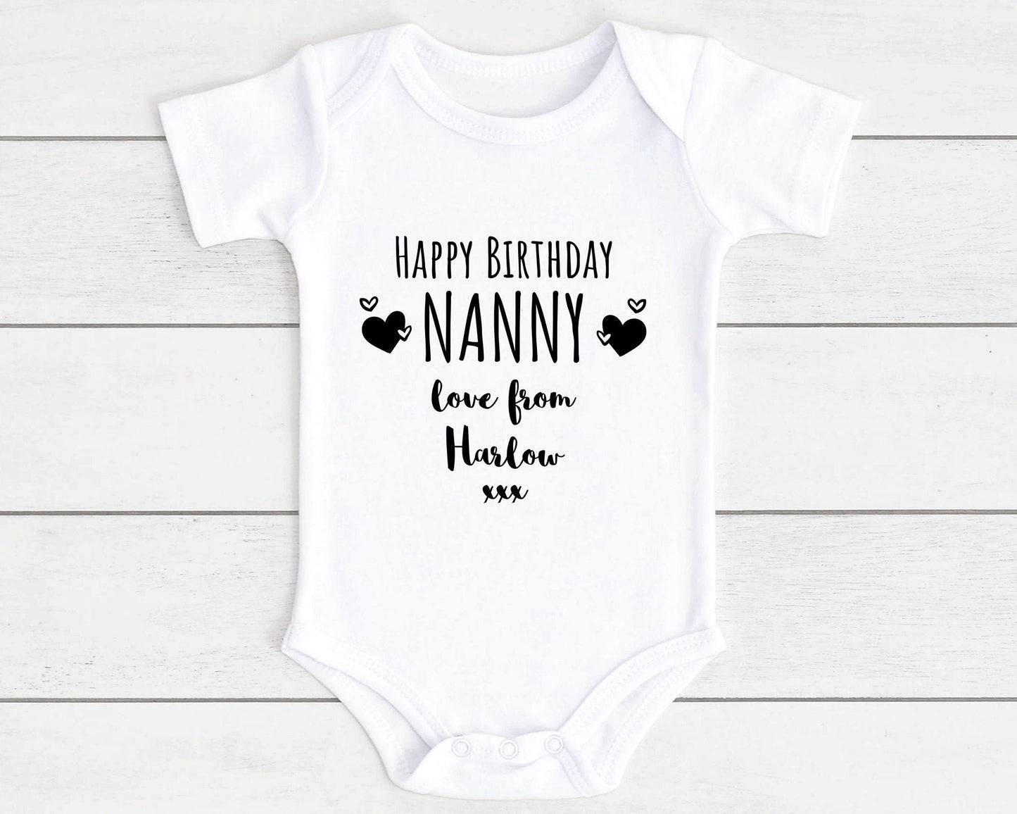 Happy Birthday Nanny Baby Vest Bodysuit Personalised Babygrow Gift