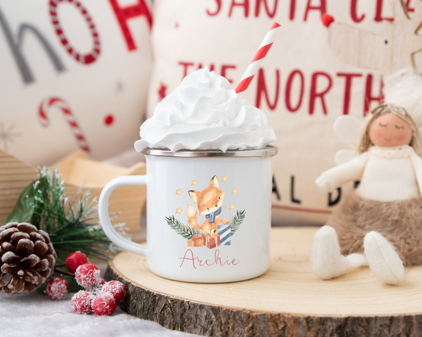 Children's Christmas Mug Enamel Kids Cup Stocking Filler Gift