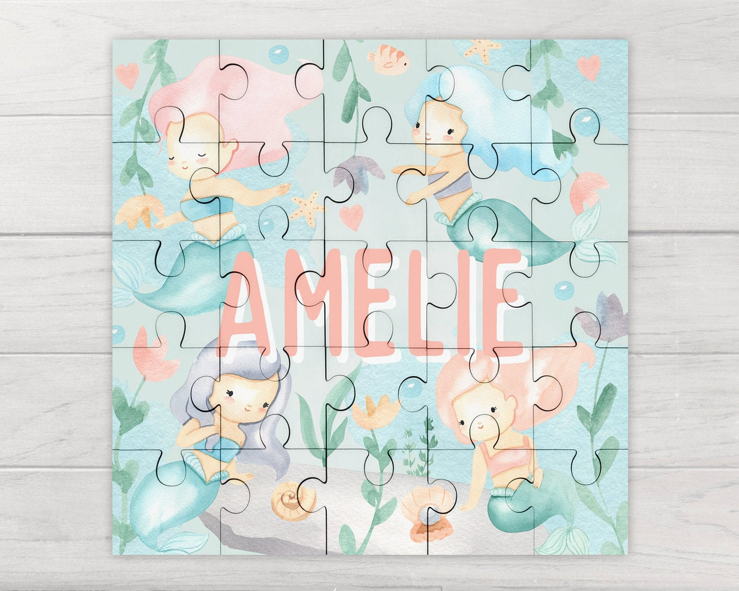 Personalised Childrens Jigsaw Puzzle Girls Mermaid 25pcs Birthday Gift