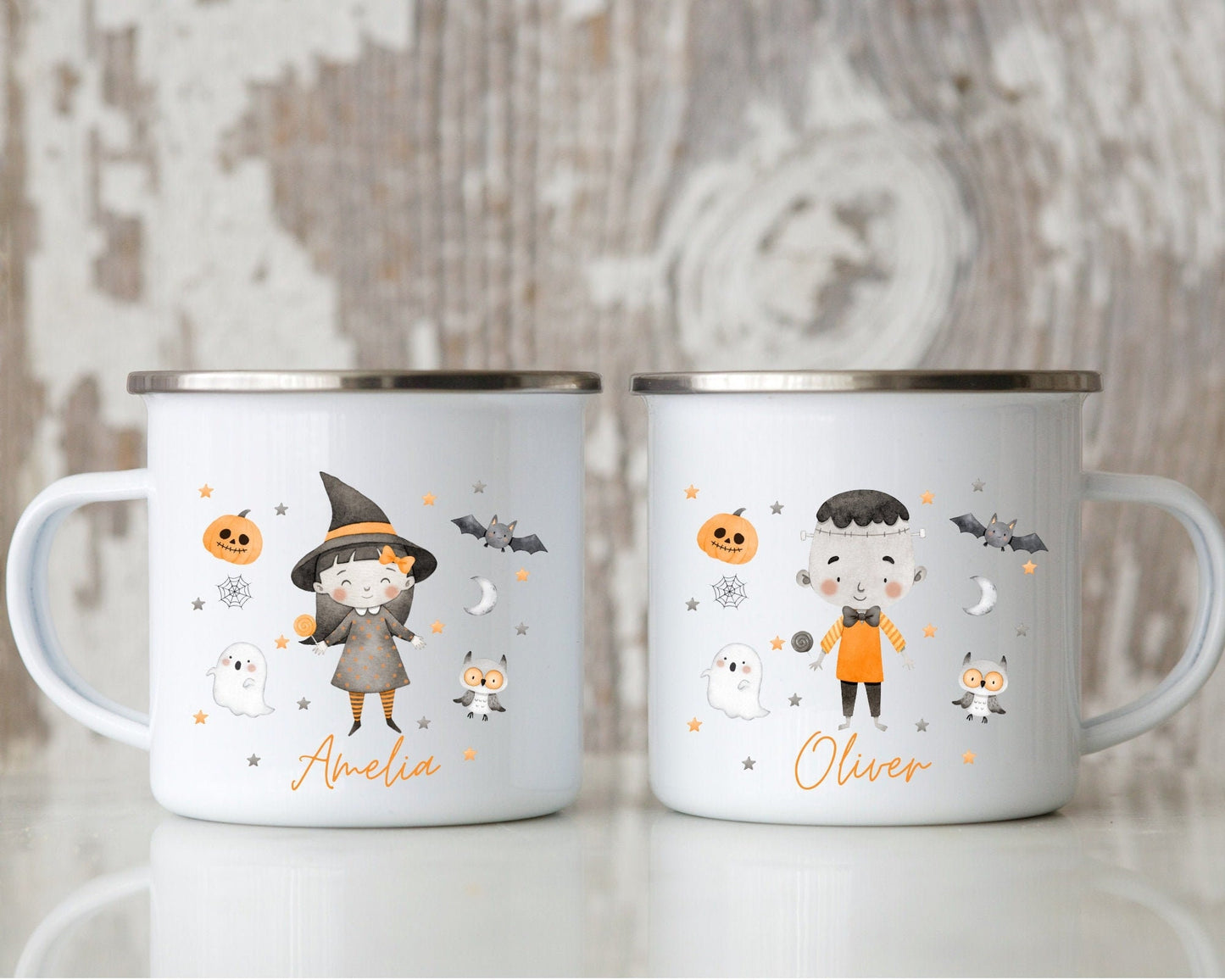 Personalised Halloween Mug Kids Children's Enamel Gift