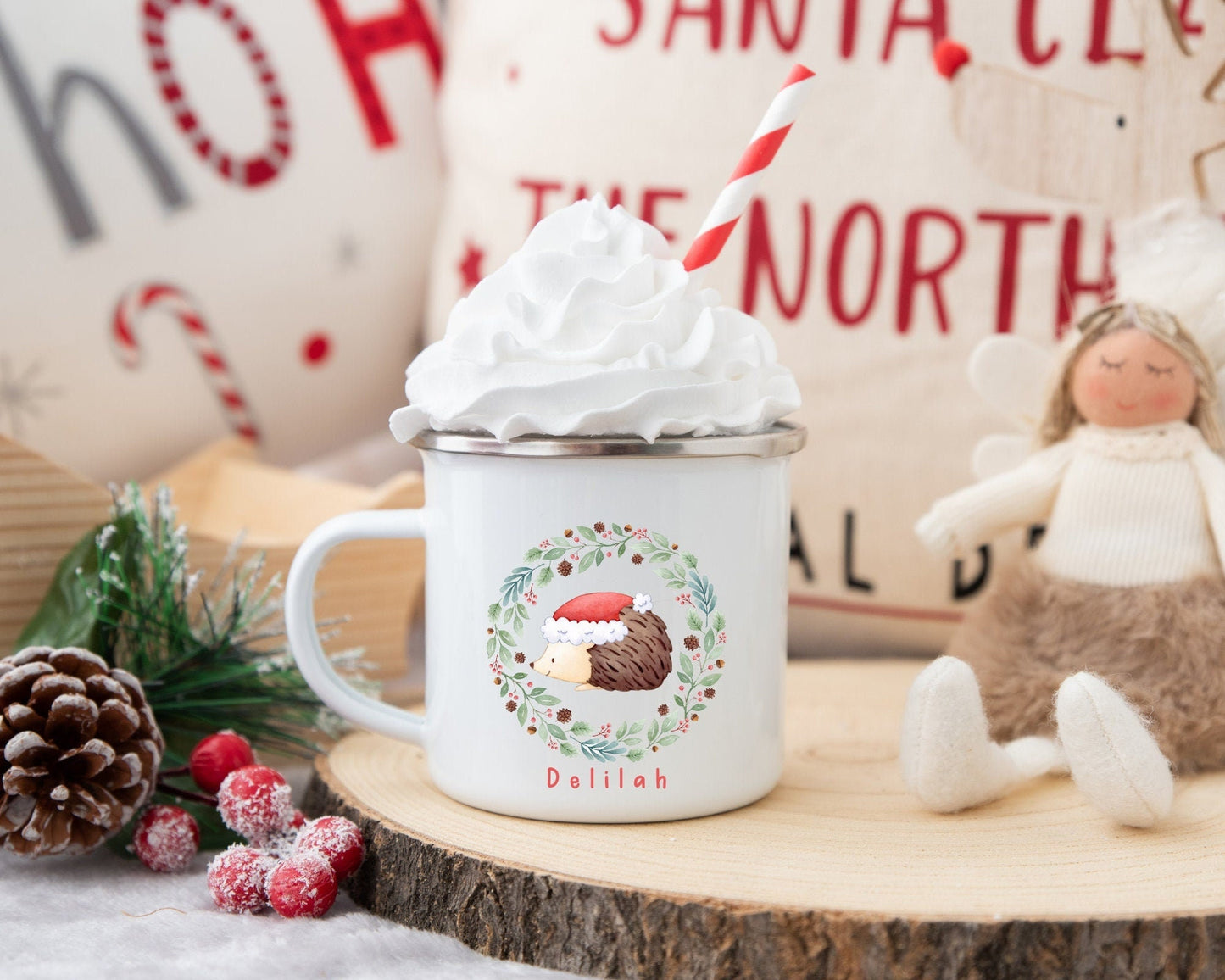 Personalised Children's Christmas Mug Enamel Kids Cup Big Brother Sister Gift