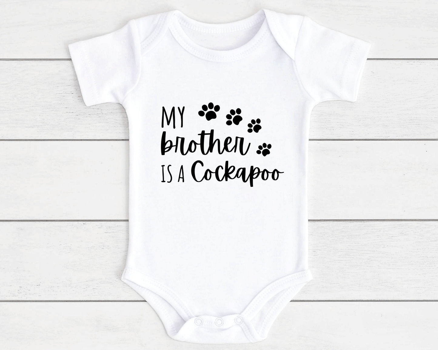 Baby Vest Gift Vest Funny Brother Is A Dog Breed Dachshund, Cockapoo, Labrador, Pug Etc | Customise With Any Breed