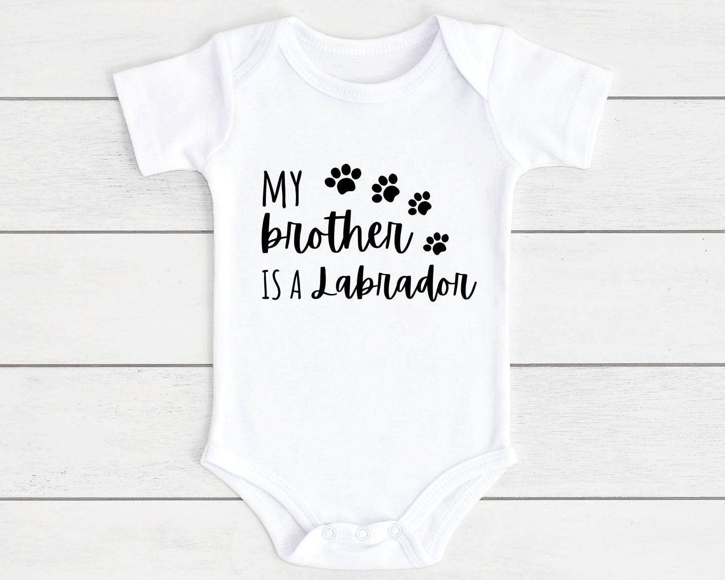 Baby Vest Gift Vest Funny Brother Is A Dog Breed Dachshund, Cockapoo, Labrador, Pug Etc | Customise With Any Breed