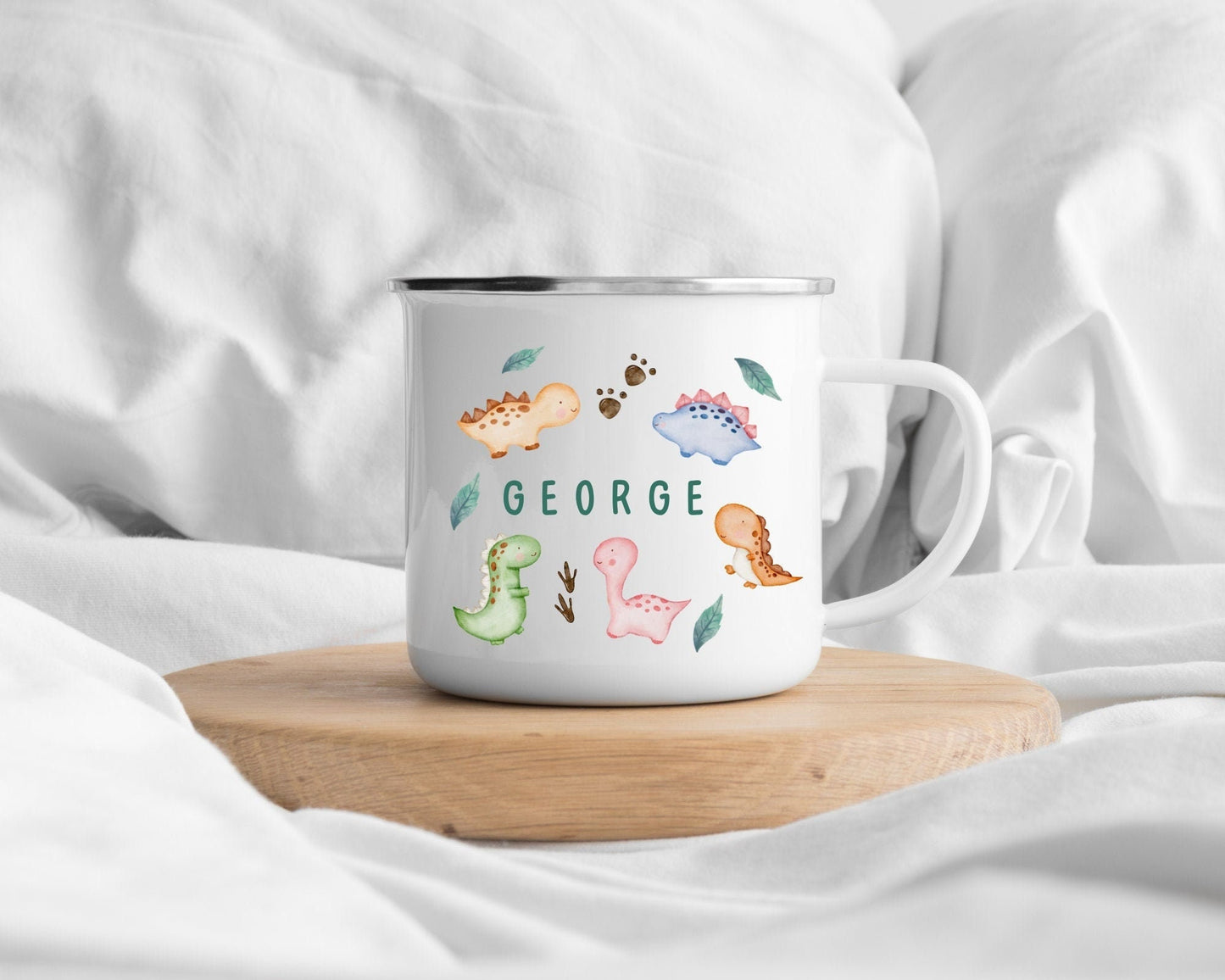 Personalised Children's Mug Enamel Dinosaur Kids Cup Gift
