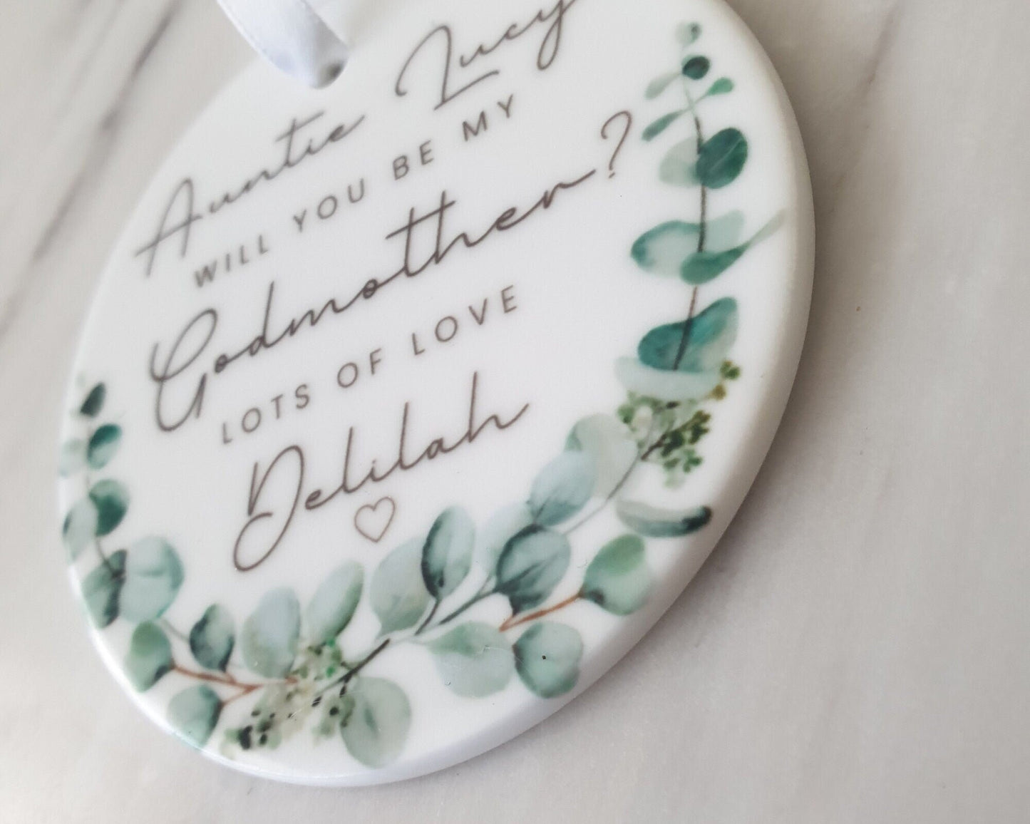 Will You Be My Godmother Ornament Godparents Announcement Personalised Gift Keepsake