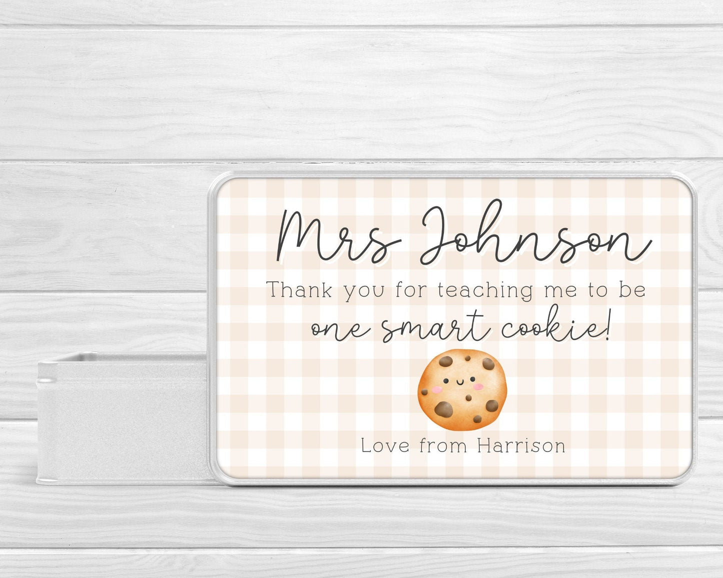 Personalised Teacher Gift Biscuit Tin One Smart Cookie End Of Term Gift