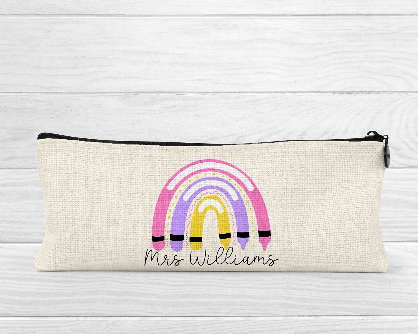 Personalised Teacher Pencil Case: Rainbow Design, End of Term Gift