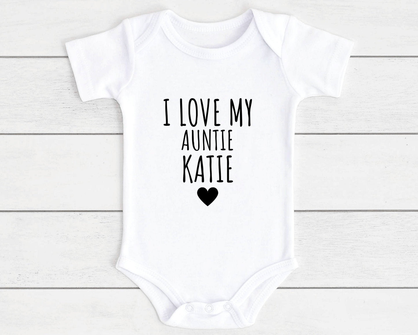 Personalised I Love My Auntie Baby Vest Bodysuit Aunt Babygrow Newborn Gift - ANY NAME