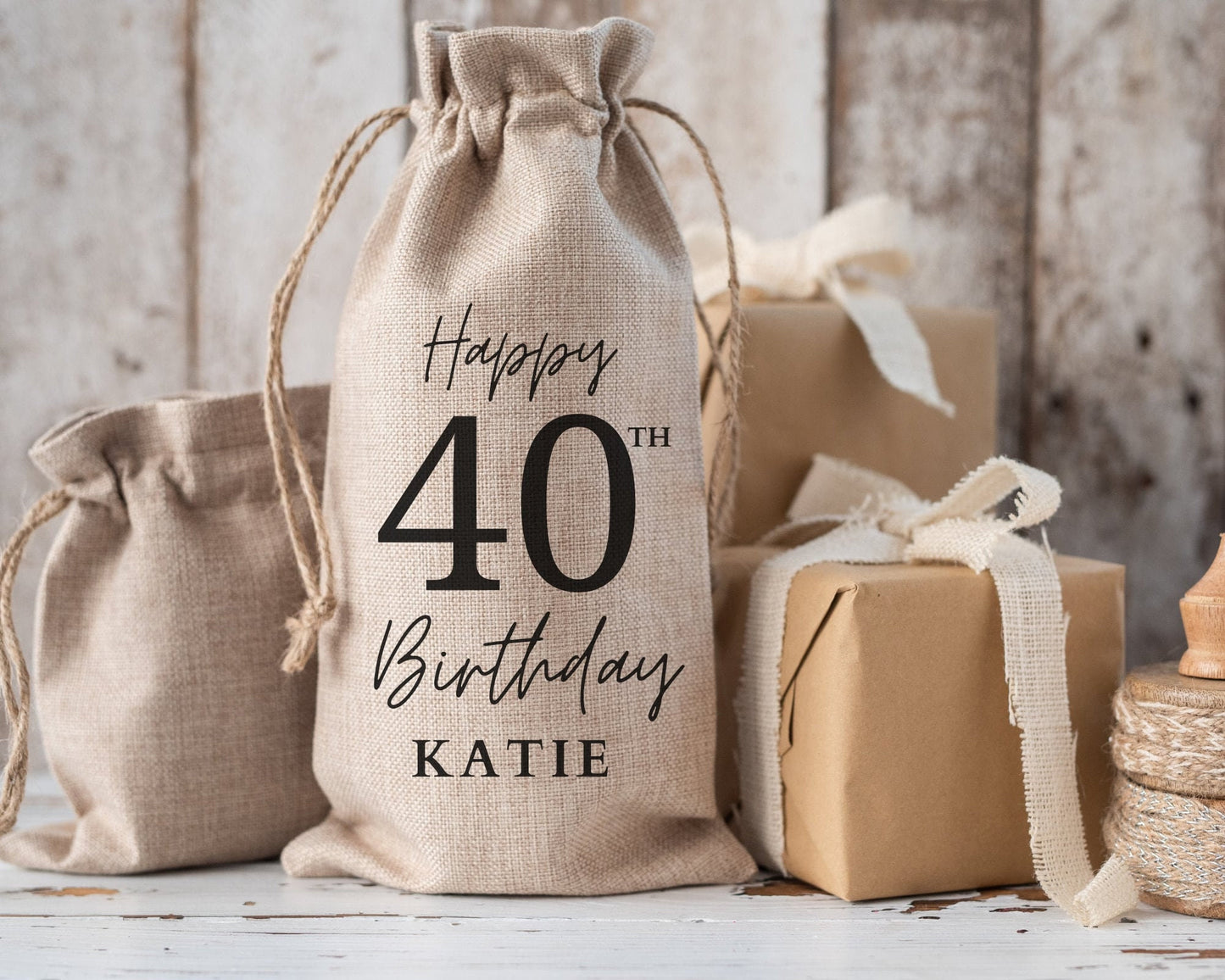 40th Birthday Personalised Wine Bottle Gift Bag Drinks Gift