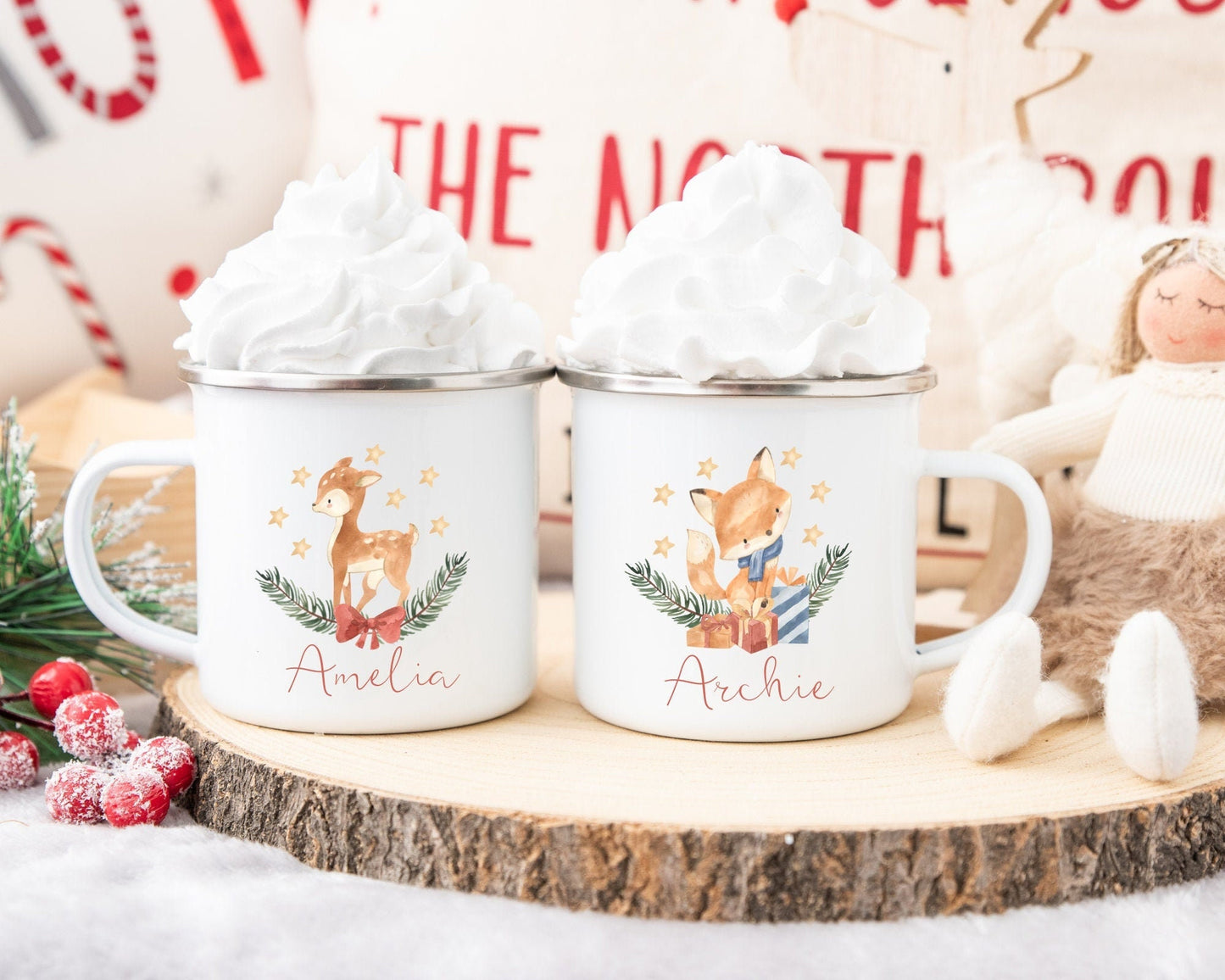 Children's Christmas Mug Enamel Kids Cup Stocking Filler Gift
