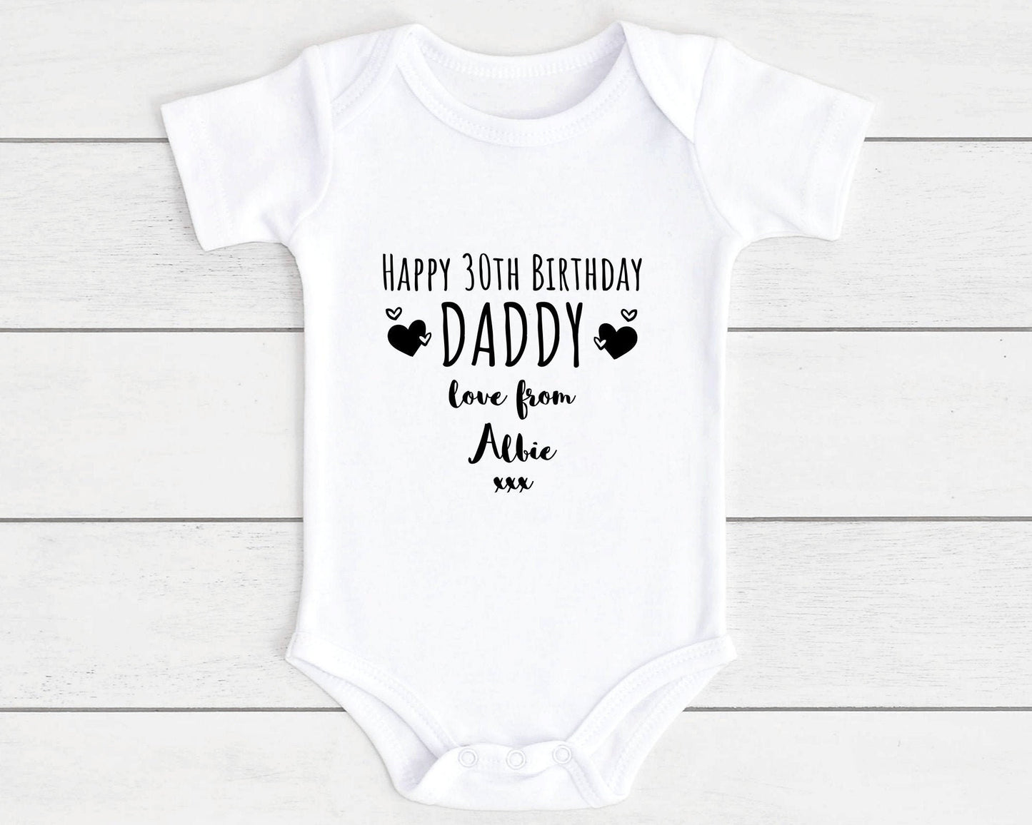 Happy Birthday Daddy Baby Vest Bodysuit Personalised Babygrow New Dad Gift