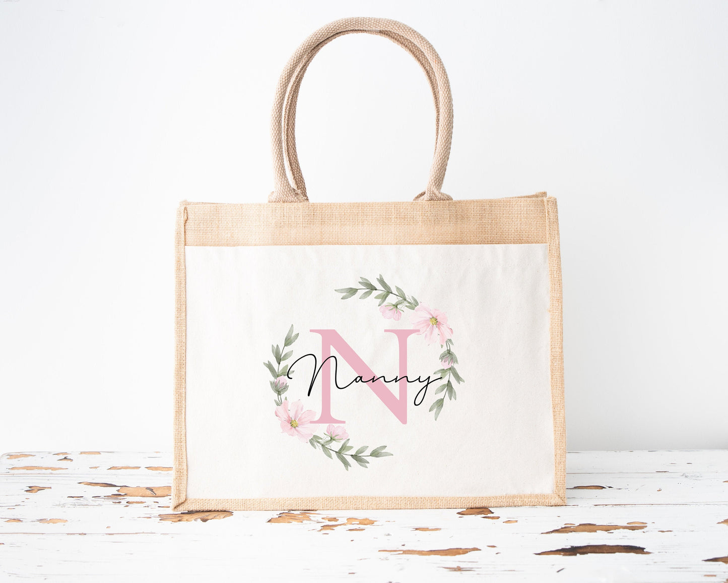 Personalised Shopping Bag Jute Nanny Granny Birthday Gift