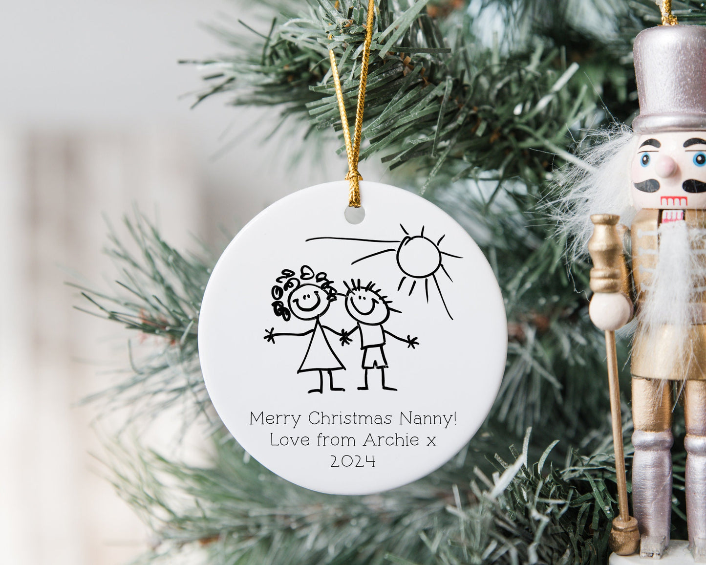 Childs Drawing Christmas Decoration Personalised Own Art Gift