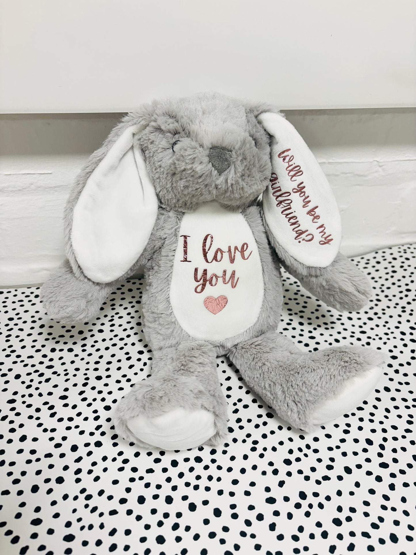 Valentine's Day Personalised Soft Toy Bunny Teddy Kids Girlfriend Boyfriend I Love You Gift Present
