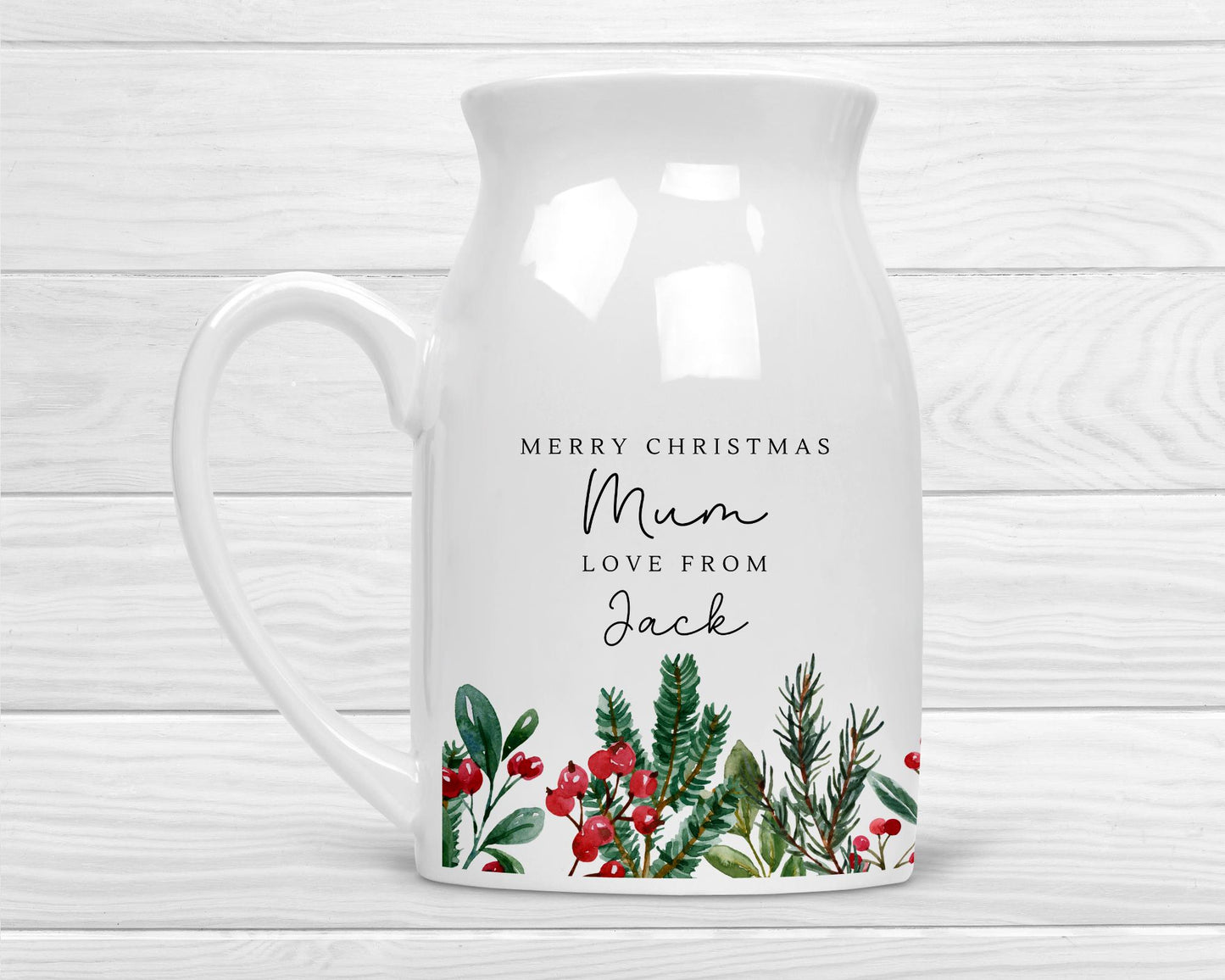 Personalised Vase Grandma Nanny Auntie Christmas Ceramic Flower Jug Gift