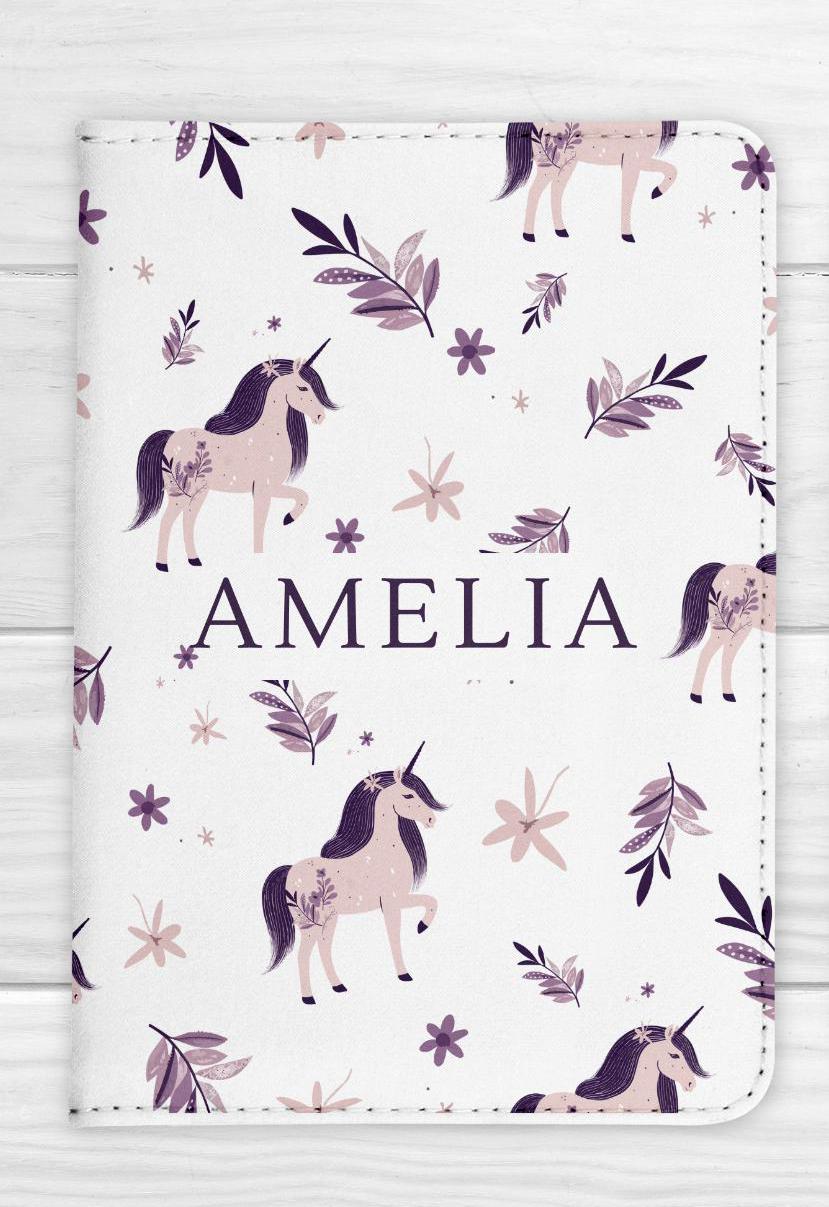 Personalised Passport Cover Kids Girls Unicorn Travel Documents Holder Gift