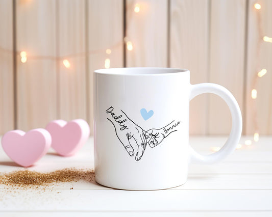 Personalised Holding Hands Mug Children Grandchildren Daddy Grandad Gift