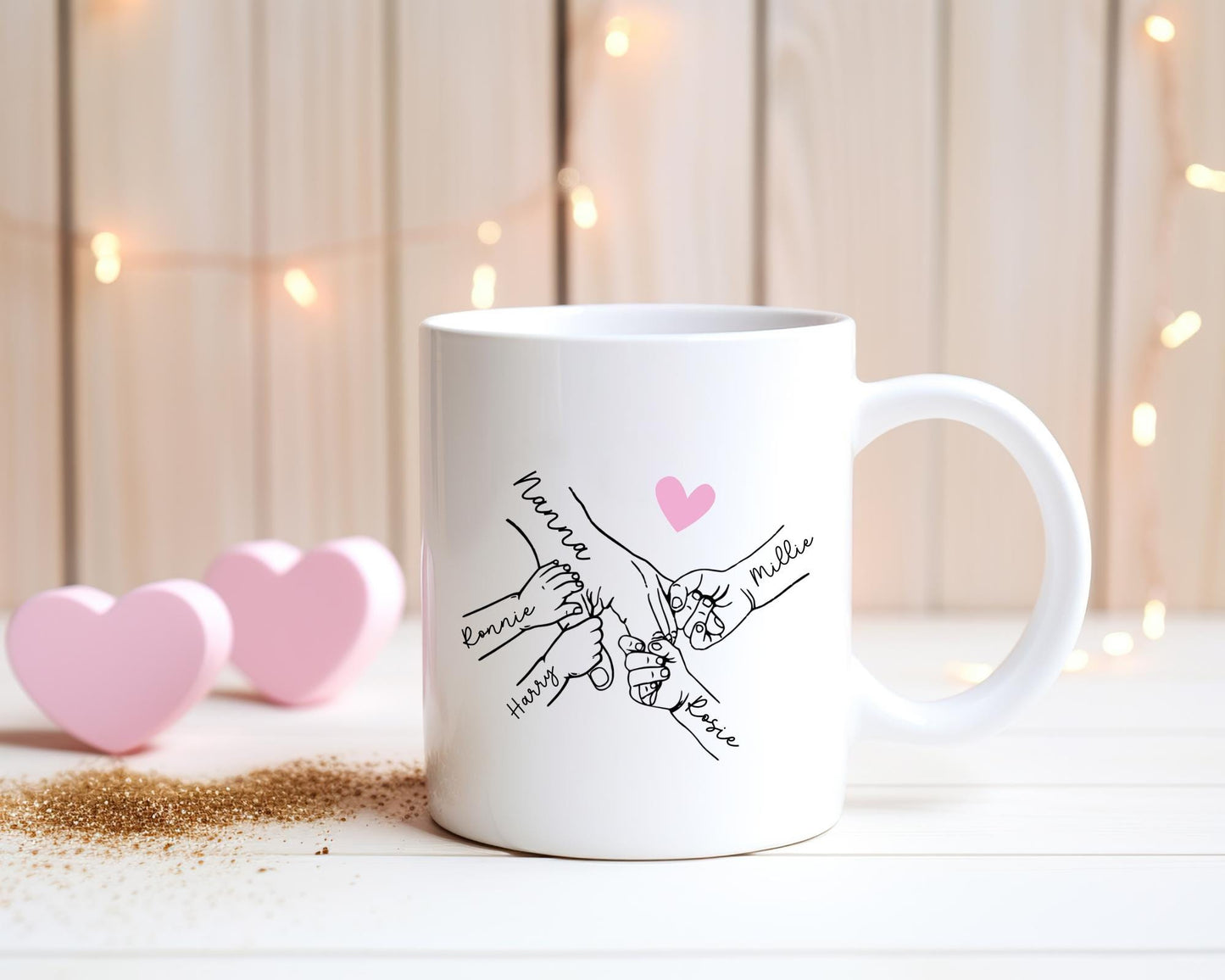 Personalised Nanny/Mum/Grandma Mug Holding Children's Hands Grandchildren Gift