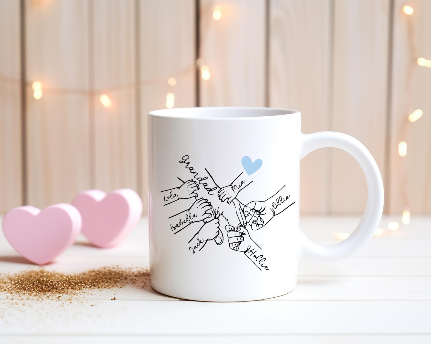 Father's Day Personalised Mug Children Holding Hands Daddy Grandad Grandpa Gramps Birthday Gift For Dad